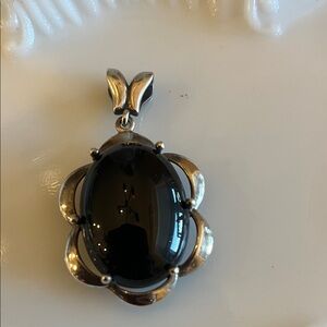 Sophisticated Black and Silver Floral Pendant